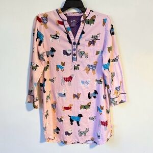 Nick & Nora Petal Pink Cotton Pajama Nightgown Nightshirt Dog Print Sz XXL